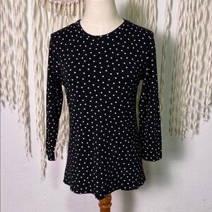 Gudrun Sjoden Black Modal Cotton Blend Polka Dot Lagenlook Layering Tee Small